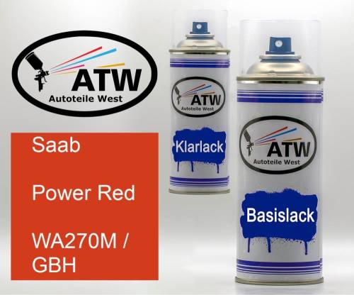 Saab, Power Red, WA270M / GBH: 400ml Sprühdose + 400ml Klarlack - Set, von ATW Autoteile West.